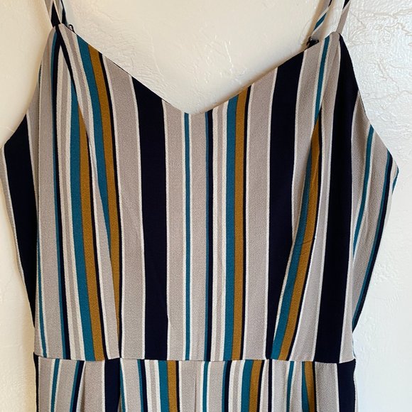 Monteau Striped Split Leg Spaghetti Strap Jumpsuit Size Large - Picture 3 of 8